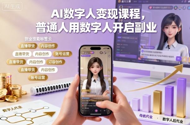 AI数字人变现课程，普通人用数字人开启副业-皓哥创业笔记