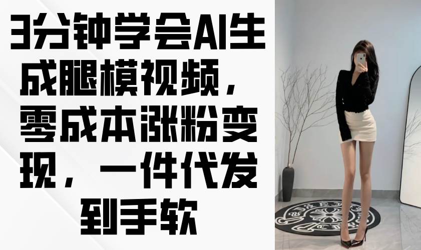 （14537期）3分钟学会AI生成腿模视频，零成本涨粉变现，一件代发到手软-皓哥创业笔记