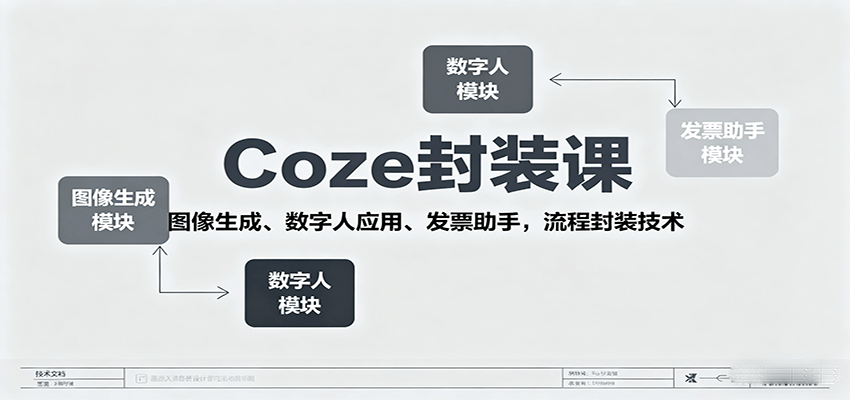Coze封装课，图像生成、数字人应用、发票助手，流程封装技术-皓哥创业笔记