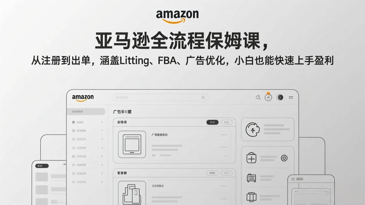 （17293期）亚马逊全流程保姆课，从注册到出单，涵盖Listing、FBA、广告优化，小白也能快速上手盈利-皓哥创业笔记