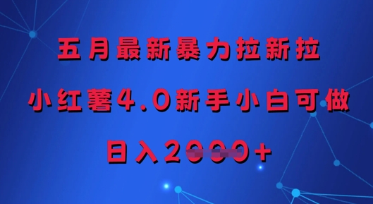 五月最新暴力拉新拉，小红薯4.0新手小白可做，日入多张-皓哥创业笔记