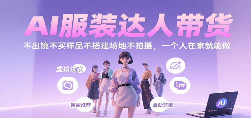 AI服装达人带货，不出镜不买样品不搭建场地不拍摄，一个人在家就能做-皓哥创业笔记