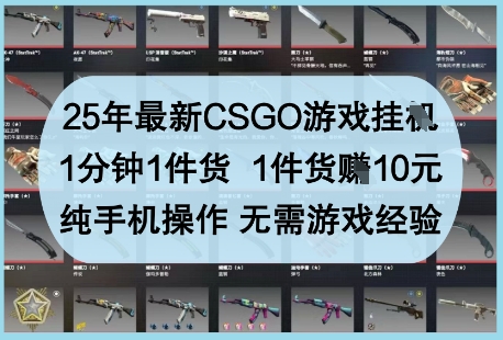 25年最新CSGO游戏挂G，1分钟1件货，1件货挣10元，纯手机操作，无需游戏经验【揭秘】-皓哥创业笔记