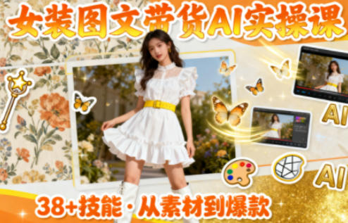 女装图文带货的AI实操课,覆盖38个实用技能,快速提升素材制作效率-皓哥创业笔记