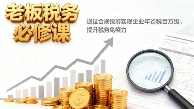 （16426期）老板税务必修课，通过合规税筹实现企业年省税百万级，提升税务免疫力-皓哥创业笔记