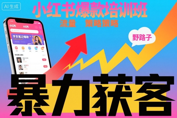 小红书爆款培训班，小红书获客野路子流量打法，暴力持续获客-皓哥创业笔记