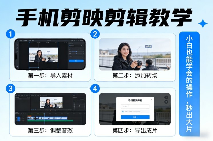手机剪映剪辑教学，小白也能学会的操作，秒出大片-皓哥创业笔记