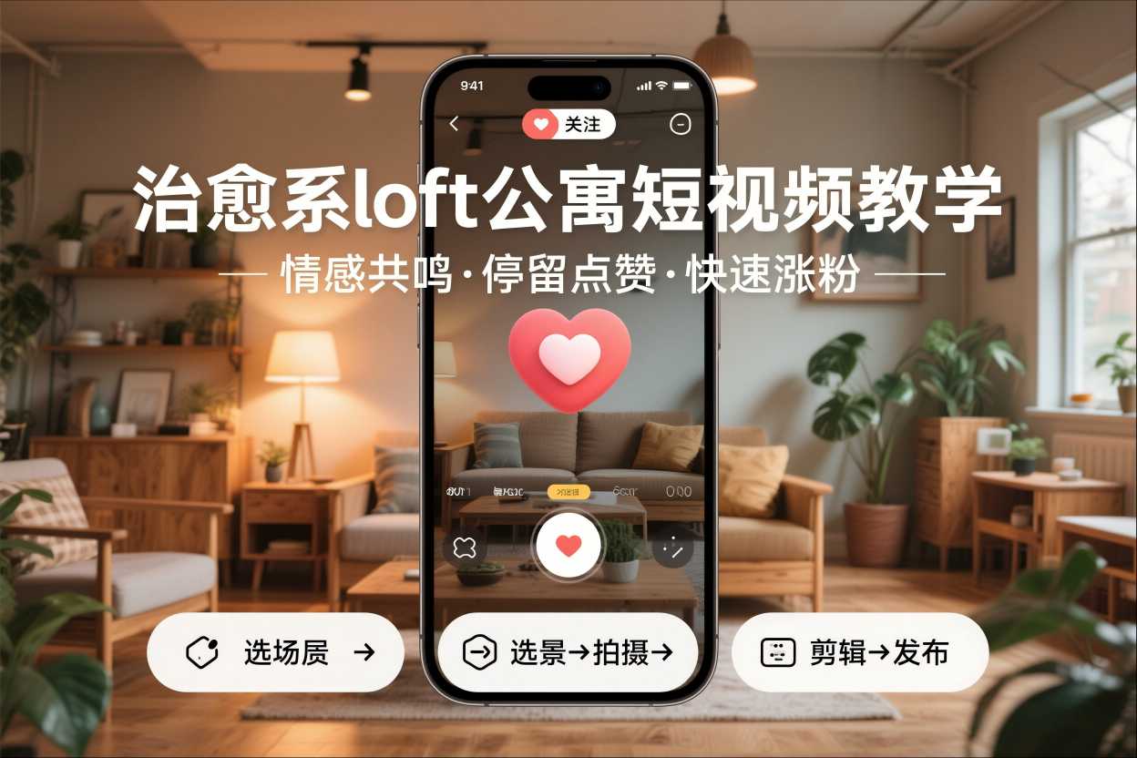 治愈系loft公寓短视频制作教学，情感共鸣引停留点赞关注，快速起号涨粉-皓哥创业笔记