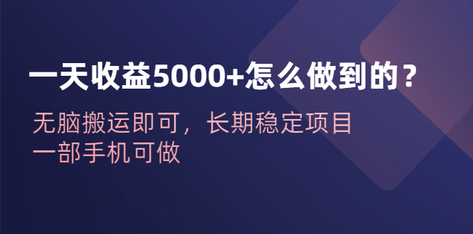 图片[1]-（6435期）一天收益5000+怎么做到的？无脑搬运即可，长期稳定项目，一部手机可做-皓哥创业笔记