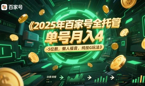 2025年百家号全托管，单号月入4-5位数，懒人福音，纯挂G玩法【揭秘】-皓哥创业笔记