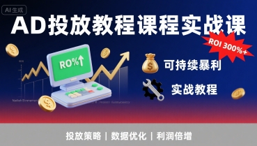 AD投放教程课程实战课，实现广告ROI300%+可持续暴利-皓哥创业笔记