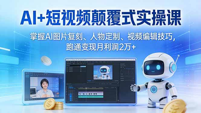 (17454期)AI+短视频颠覆式实操课:掌握AI图片复刻、人物定制、视频编辑技巧,跑通变现月利润2万+-皓哥创业笔记