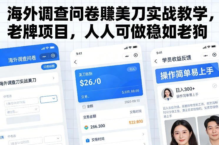 海外调查问卷賺美刀实战教学，老牌项目，人人可做稳如老狗-皓哥创业笔记