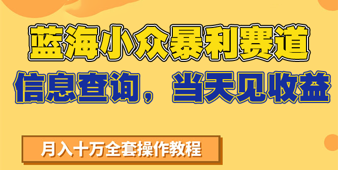 蓝海小众暴利赛道，信息查询，当天见收益，不讲玄学，7天搞了2万+-皓哥创业笔记