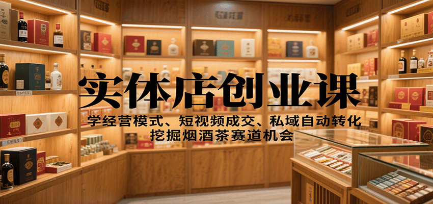 实体店创业课：学经营模式、短视频成交、私域自动转化，挖掘烟酒茶赛道机会-皓哥创业笔记