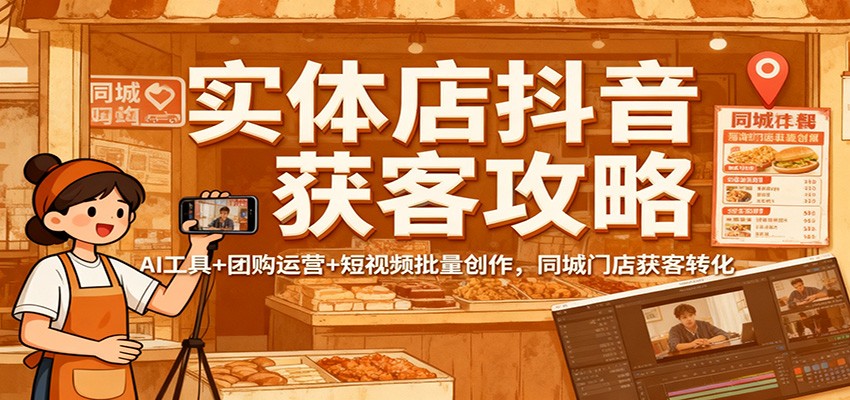 实体店抖音获客攻略：AI工具+团购运营+短视频批量创作，同城门店获客转化-皓哥创业笔记