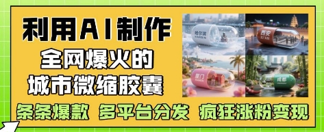 利用AI制作全网爆火的城市微缩胶囊，条条爆款， 多平台分发，疯狂涨粉变现-皓哥创业笔记