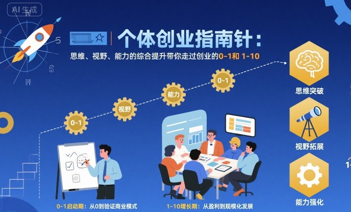 个体创业指南针，思维、视野、能力的综合提升带你走过创业的0-1和1-10【音频】-皓哥创业笔记