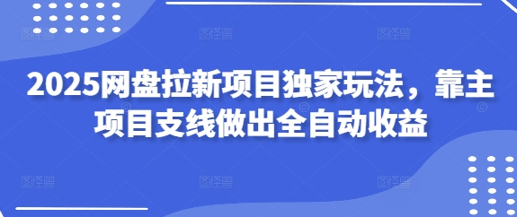 2025网盘拉新项目独家玩法，靠主项目支线做出全自动收益-皓哥创业笔记