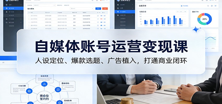 自媒体账号运营变现课：人设定位、爆款选题、广告植入，打通商业闭环-皓哥创业笔记