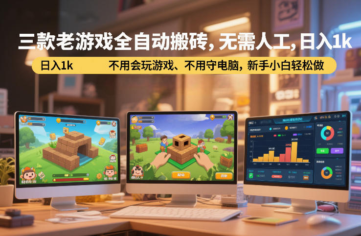 三款老游戏全自动搬砖，无需人工，日入1k，不用会玩游戏、不用守电脑，新手小白轻松做【揭秘】-皓哥创业笔记