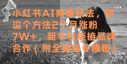 小红书AI商单玩法，用这个方法2个月涨粉7W+，新手也能接品牌合作(附全套指令模板)-皓哥创业笔记