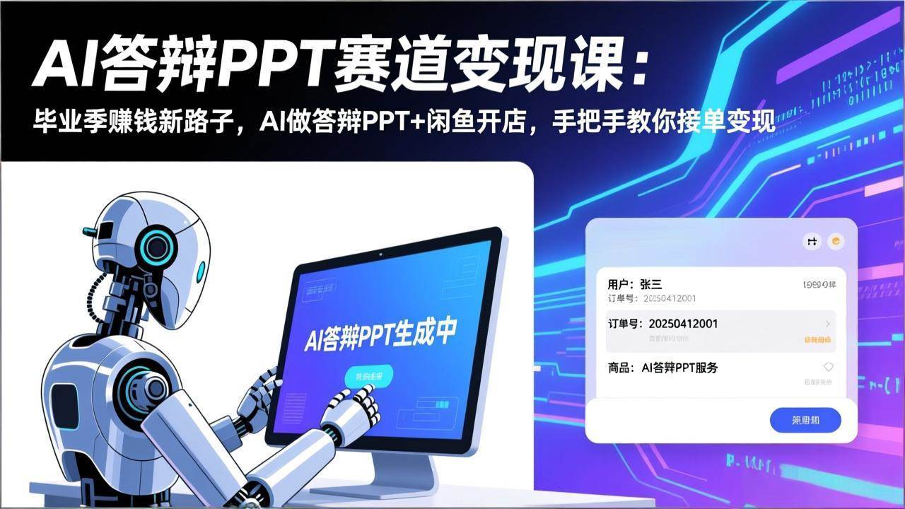 （17546期）AI答辩PPT赛道变现课：毕业季赚钱新路子，AI做答辩PPT+闲鱼开店，手把手教你接单变现-皓哥创业笔记