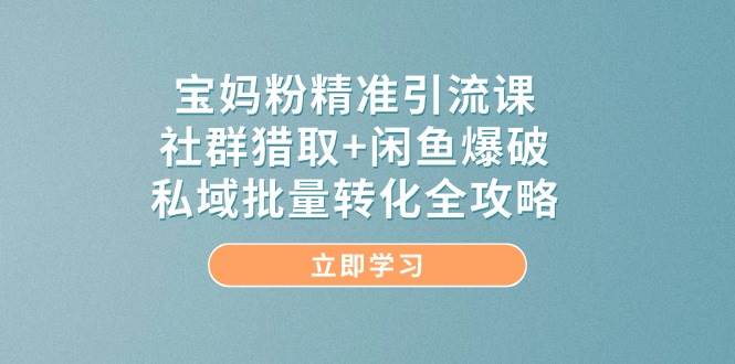 宝妈粉精准引流课，社群猎取+闲鱼爆破，私域批量转化全攻略-皓哥创业笔记