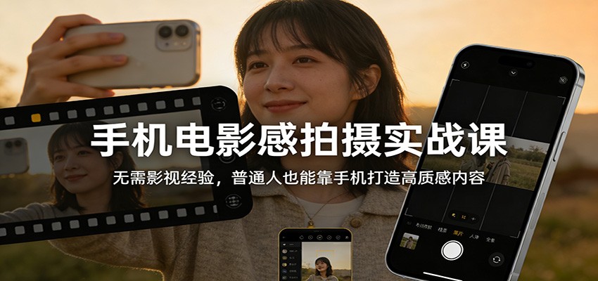 手机电影感拍摄实战课：无需影视经验，普通人也能靠手机打造高质感内容-皓哥创业笔记