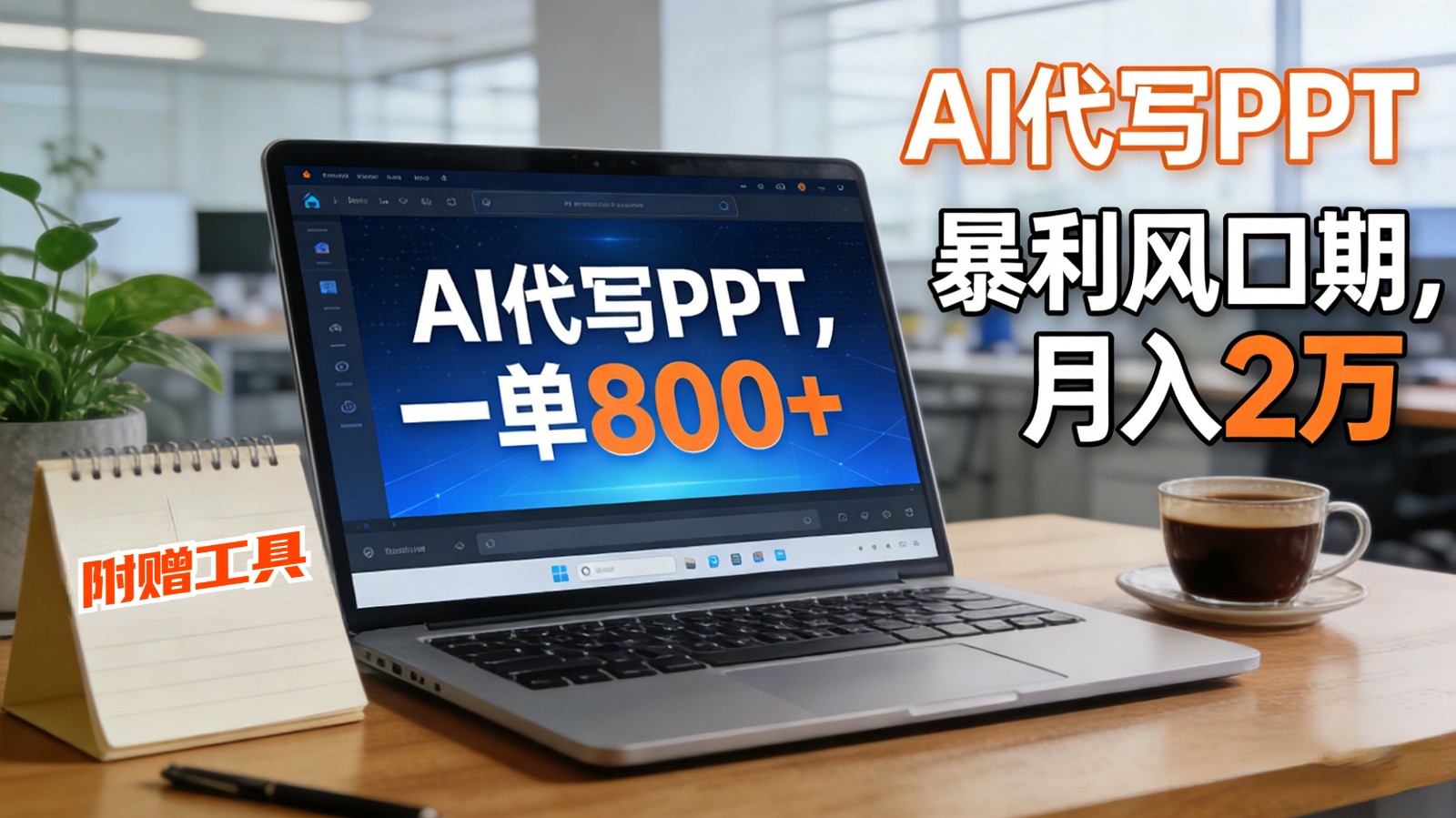 AI 代写做 PPT！一单狂赚 800+，风口期月入 2 万（工具 + 提示词直接送）-皓哥创业笔记
