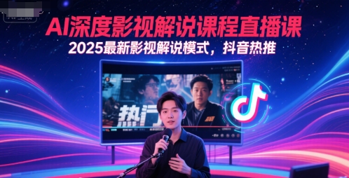 AI深度影视解说课程直播课,2025最新影视解说模式,抖音热推-皓哥创业笔记