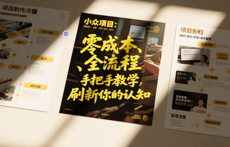 小众项目：零成本、全流程（制作-成交-变现）手把手教学，刷新你的认知-皓哥创业笔记