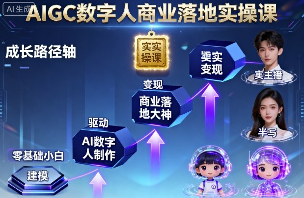 AIGC数字人商业落地实操课，从零基础小白到AI数字人大神-皓哥创业笔记
