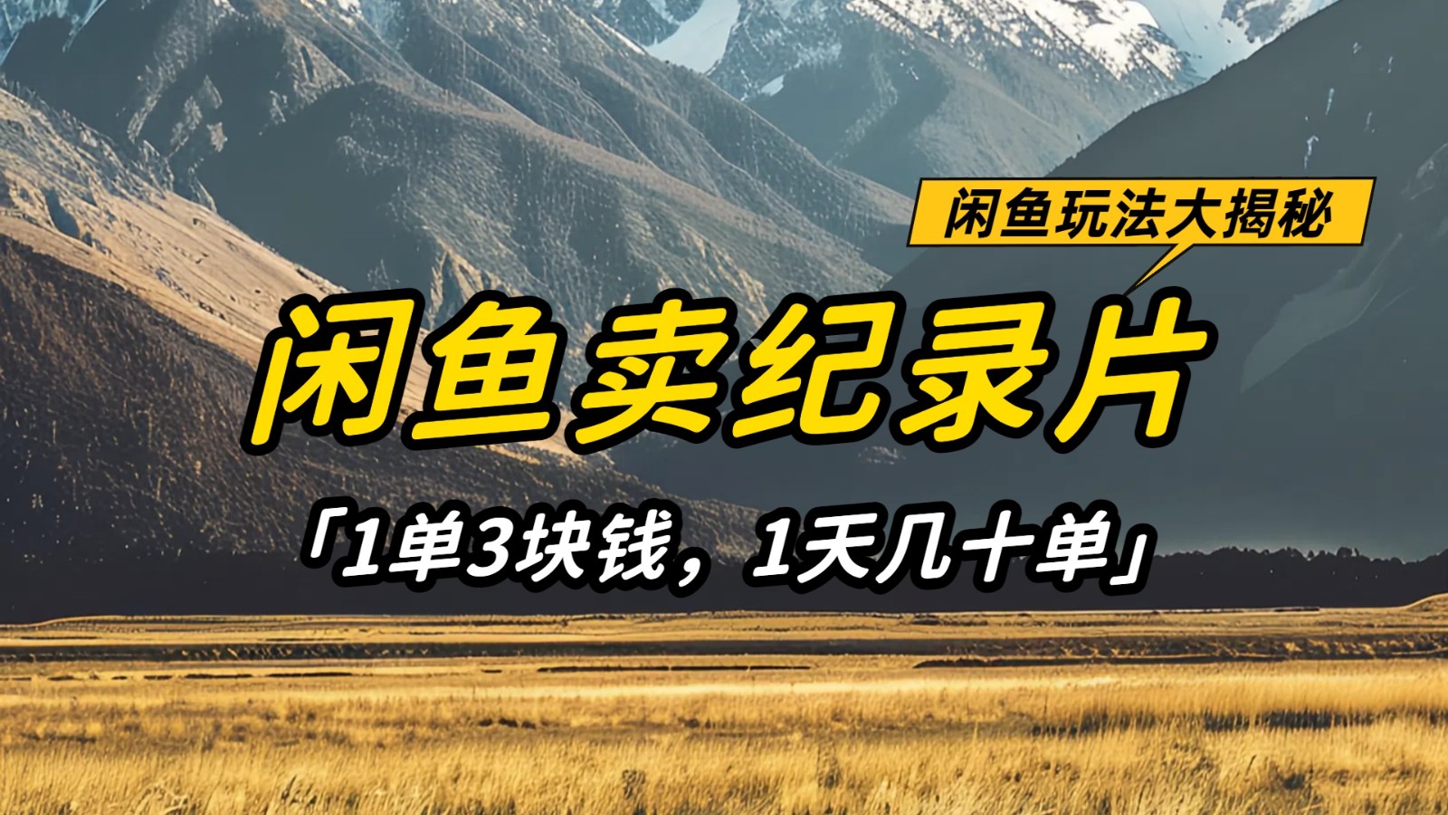 闲鱼卖纪录片，简单又赚钱的小项目，1单3块钱 1天几十单-皓哥创业笔记