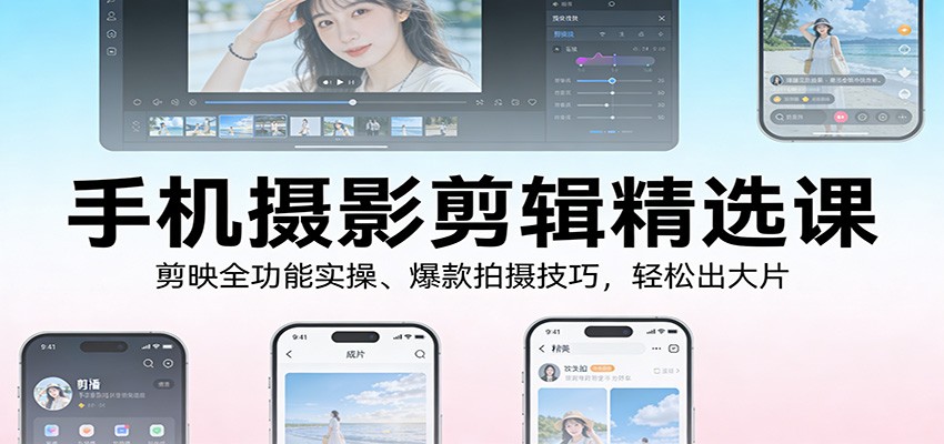手机摄影剪辑精选课：剪映全功能实操、爆款拍摄技巧，轻松出大片-皓哥创业笔记