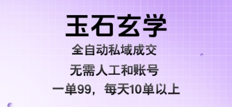 玉石玄学全自动私域成交，一单99每天十单以上，无需人工和矩阵账号，蓝海项目直接干【揭秘】-皓哥创业笔记
