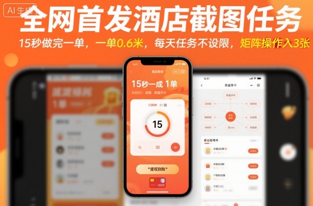 全网首发酒店截图任务，15秒做完一单，一单0.6米，每天任务不设限，矩阵操作日入3张【揭秘】-皓哥创业笔记