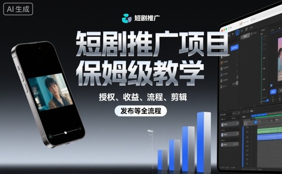 短剧推广项目保姆级教学，授权、收益、流程、剪辑，发布等全流程-皓哥创业笔记