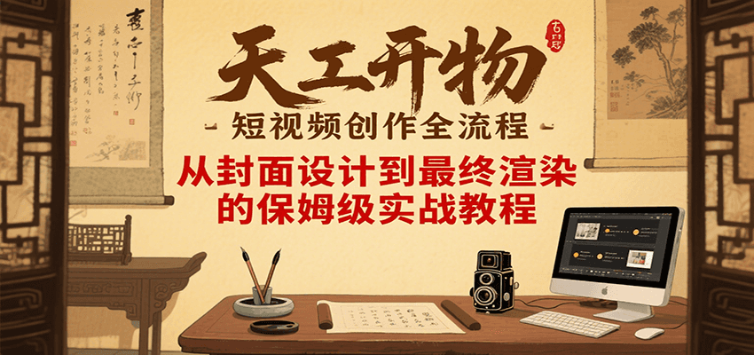 天工开物短视频创作全流程，从封面设计到最终渲染的保姆级实战教程-皓哥创业笔记