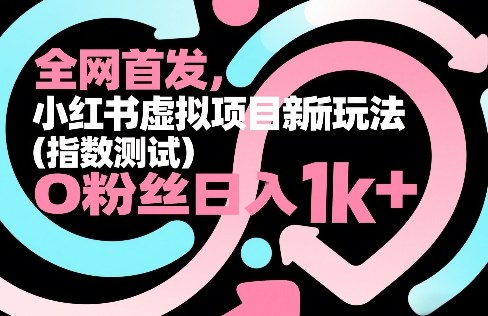 全网首发，小红书虚拟项目新玩法（指数测试），0粉丝日入1k+，整个玩法完整拆解！-皓哥创业笔记