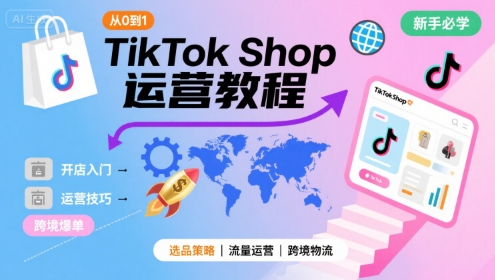 TikTok Shop从0到1运营教程，TikTok跨境电商新手必学课程-皓哥创业笔记