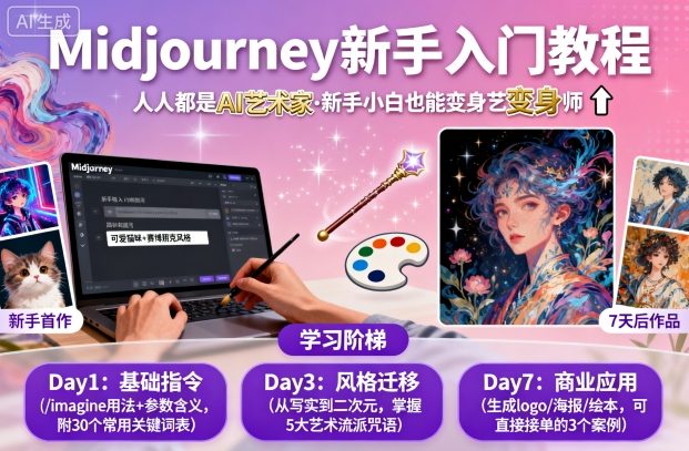 midjourney新手入门教程:人人都是AI艺术家,新手小白也能变身艺术大师-皓哥创业笔记