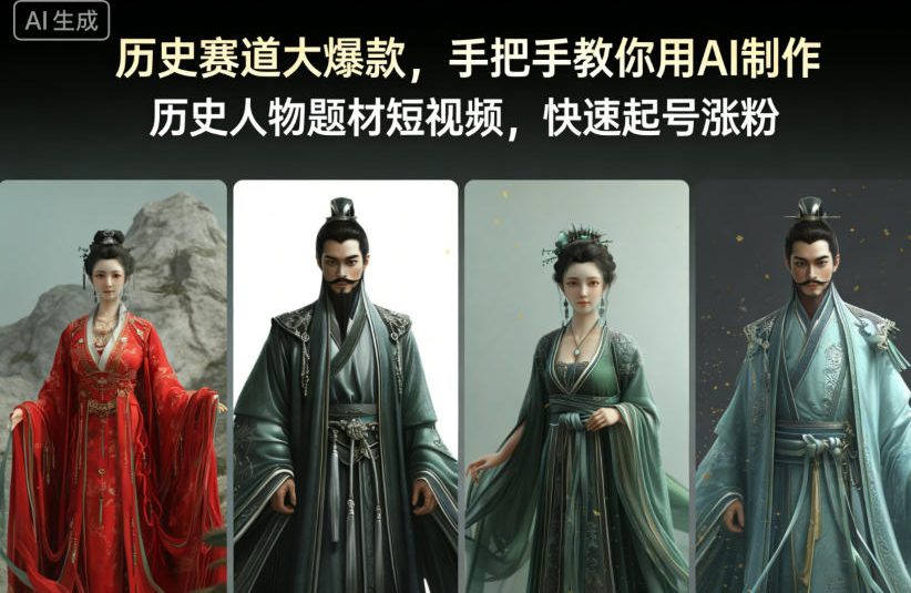 历史赛道大爆款，手把手教你用AI制作历史人物题材短视频，快速起号涨粉-皓哥创业笔记