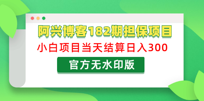 (1219期)阿兴博客182期担保项目:小白项目当天结算日入300可副业【官方无水印版】