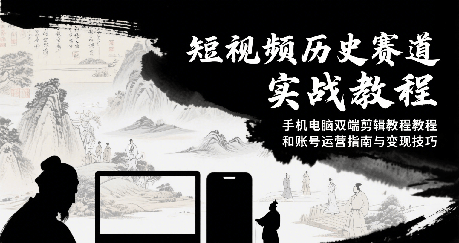 短视频历史赛道实战教程，手机电脑双端剪辑教程和账号运营指南与变现技巧-皓哥创业笔记