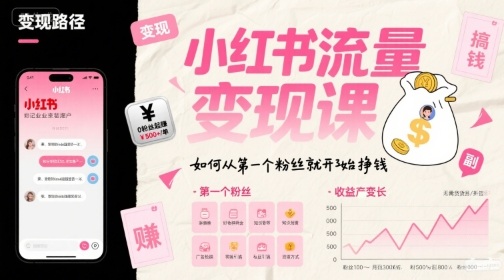 小红书流量变现课，如何从第一个粉丝就开始挣钱-皓哥创业笔记