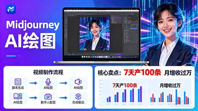 （16049期）AI绘图照片开口说话视频制作：Midjourney+数字人，7天产100条月增收过万-皓哥创业笔记