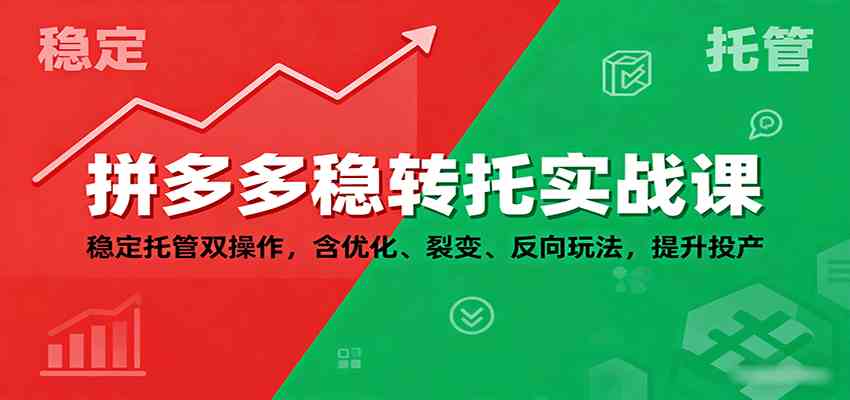 拼多多稳转托实战课：稳定托管双操作，含优化、裂变、反向玩法，提升投产-皓哥创业笔记