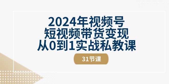 2024年视频号短视频带货变现从0到1实战私教课(30节视频课)-皓哥创业笔记