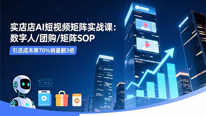 实体店AI短视频矩阵实战课:数字人/团购/矩阵SOP,引流成本降70%销量翻3倍-皓哥创业笔记